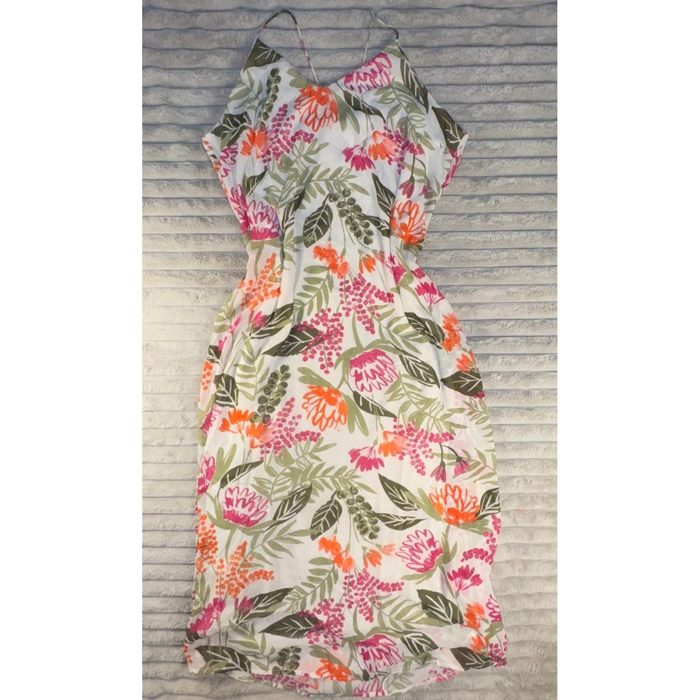 Old Navy Dress Womens 2XL Maxi White Floral Vacay Resort Wear Spaghetti‎ Strap - Picture 5 of 13